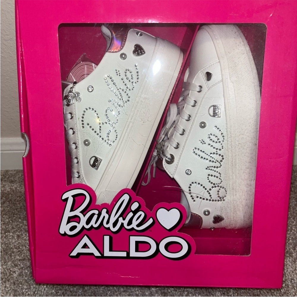 Aldo women White and Silver Barbie Sneakers